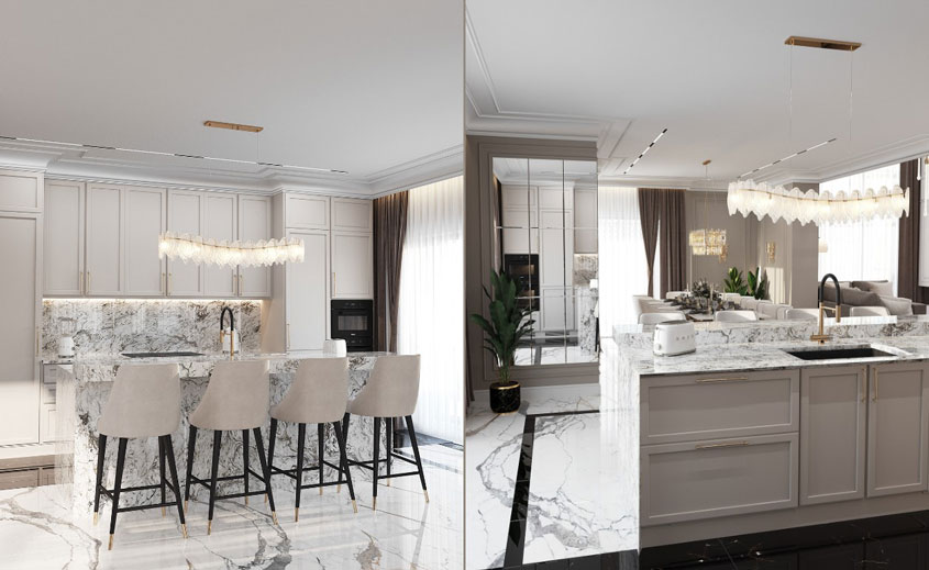 Ấn tượng mẫu biệt thự Tân cổ điển 4 tầng 1000m2 tại Thanh Hóa 8 Trang trí nội thất sang trọng tiện nghi