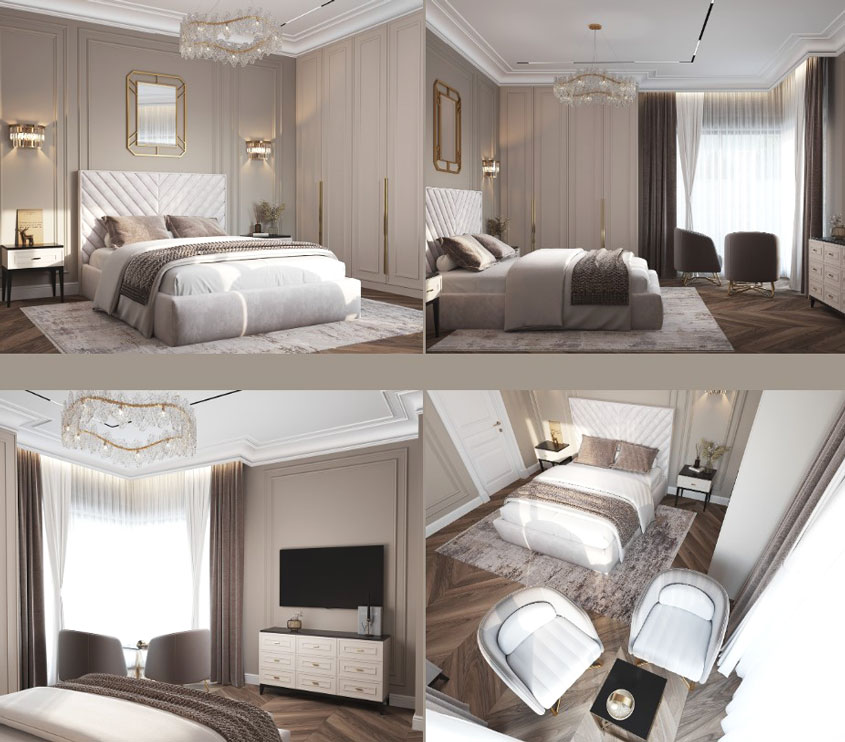 Ấn tượng mẫu biệt thự Tân cổ điển 4 tầng 1000m2 tại Thanh Hóa 10 Nội thất phòng ngủ biệt thự tân cổ điển 4 tầng