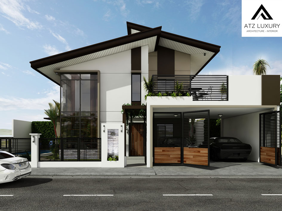 Mẫu thiết kế biệt thự nhà phố 2 tầng mặt tiền 7m mái Thái tại Tuyên Quang 2 Phối cảnh mặt tiền nhà phố 2 tầng mái thái