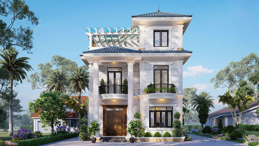 mau-thiet-ke-biet-thu-3-tang-kieu-mai-nhat-250m2 Mẫu thiết kế biệt thự 3 tầng mái Nhật 250m2