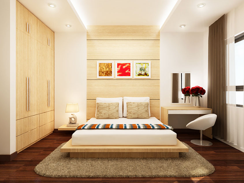 Mẫu thiết kế nhà ống 2 tầng 85m2 tân cổ điển mái Thái 9 Nội thất phòng ngủ được lựa chọn theo phong cách đơn giản nhưng vô cùng tinh tế