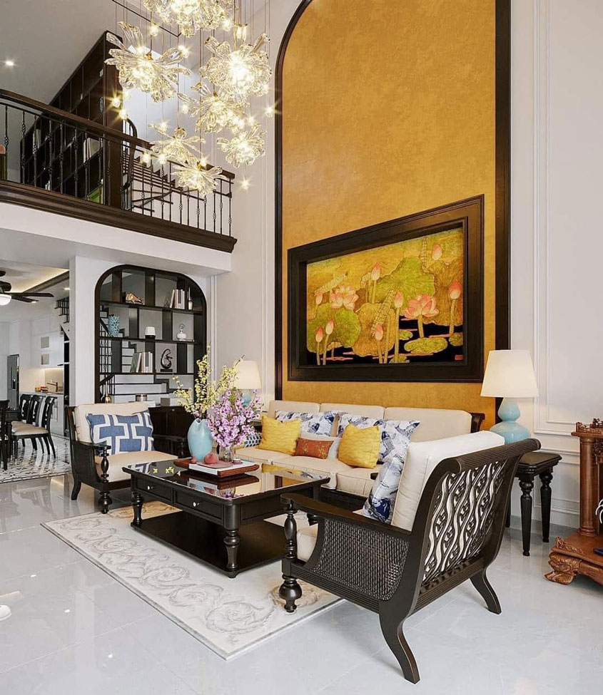 Ngắm mẫu thiết kế biệt thự nhà phố 3 tầng 110m2 phong cách Indochine 5 Mẫu thiết kế nội thất biệt thự nhà phố 3 tầng 110m2
