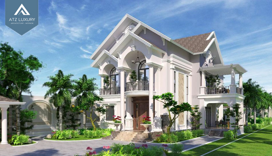 Mẫu biệt thự 2 tầng mái Thái