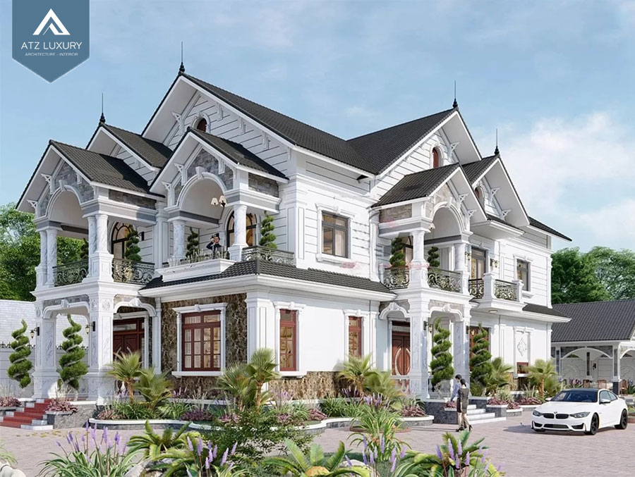 Mẫu biệt 2 tầng mái Thái kiểu