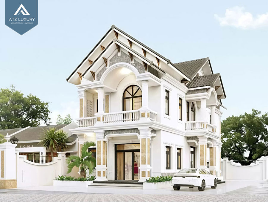 Mẫu biệt thự 2 tầng mái Thái