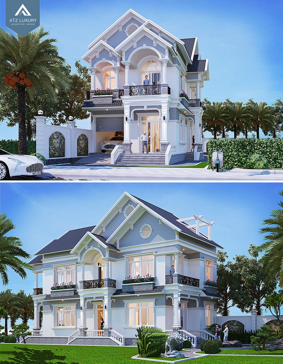 Mẫu thiết kế biệt thự 2 tầng mái thái