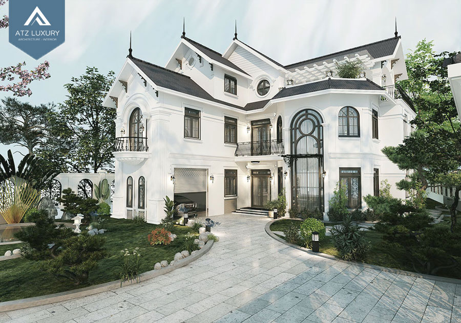 Mẫu biệt thự 2 tầng mái thái chữ L