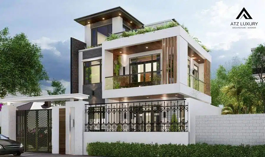 thiết kế biệt thự 2 tầng 1 tum