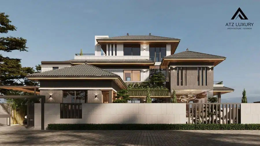 Mẫu thiết kế biệt thự 2 tầng 1 tum