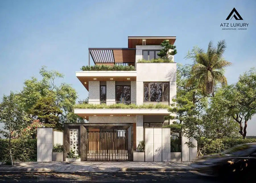 mẫu thiết kế biệt thự 2 tầng 1 tum