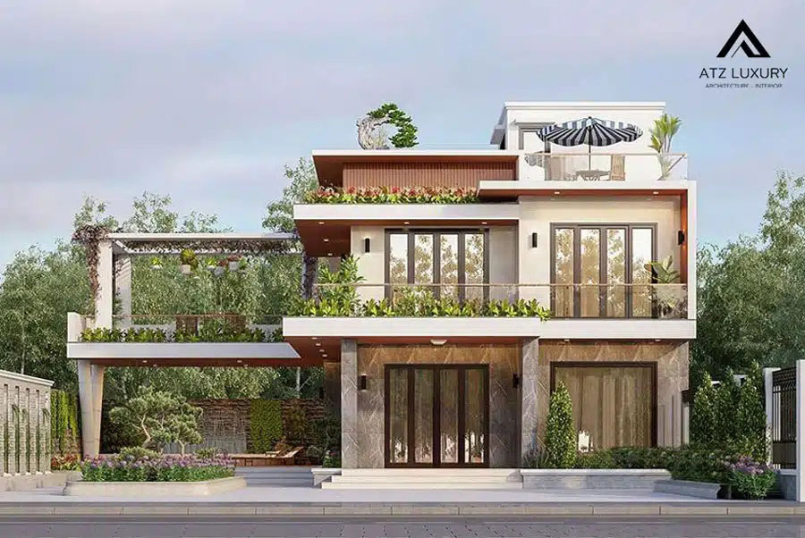 biệt thự 2 tầng 1 tum