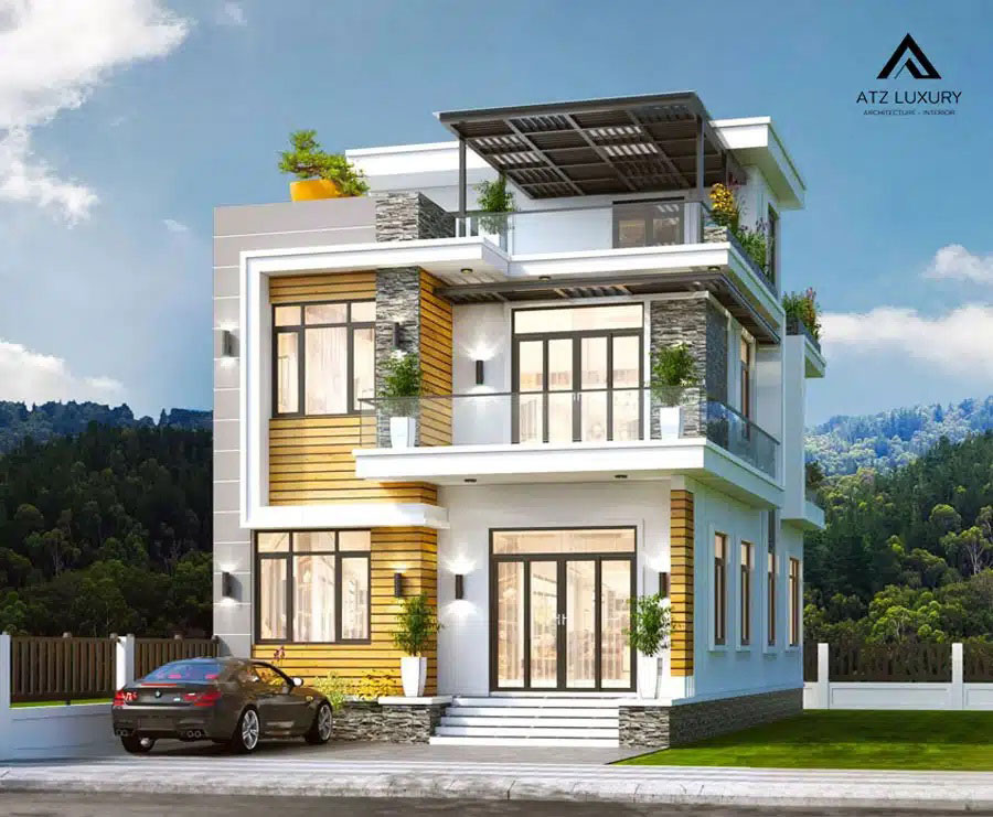 Bố trí công năng biệt thự 2 tầng 1 tum hợp lý tối ưu không gian