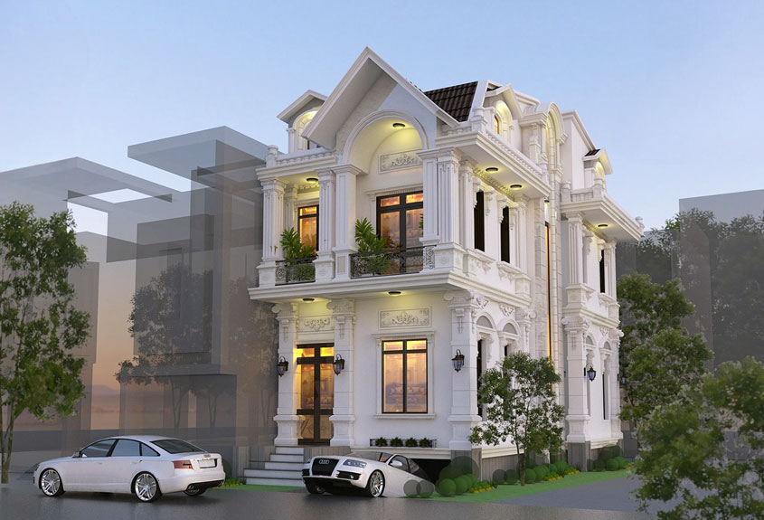 Mẫu biệt thự 3 tầng mái Thái
