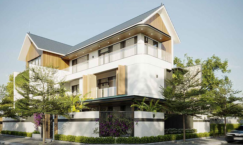 mẫu biệt thự 3 tầng mái thái