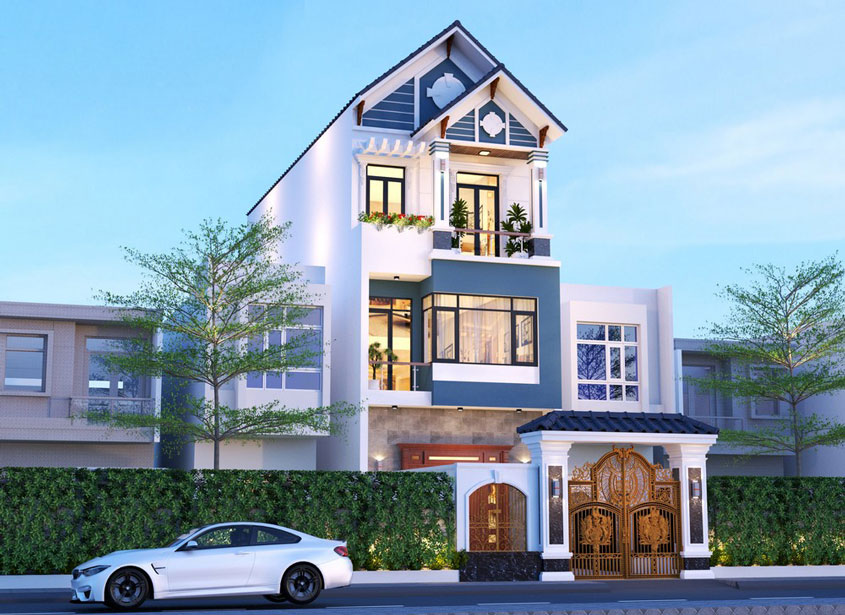 Thiết kế biệt thự 3 tầng mái thái