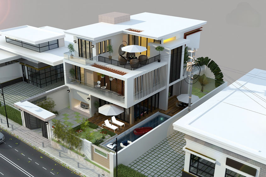 biệt thự 3 tầng hiện đại 120m2