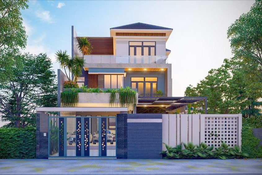 biệt thự 3 tầng hiện đại 120m2 đẹp