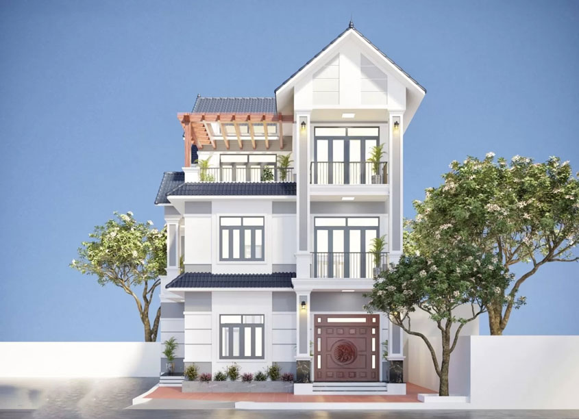 thiết kế biệt thự 3 tầng hiện đại 120m2