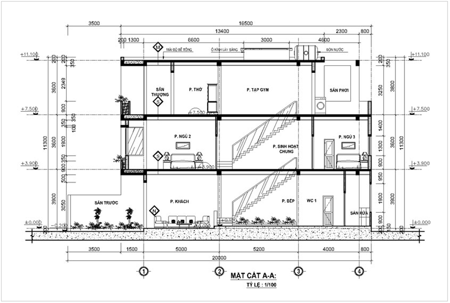 Chiều cao nhà 3 tầng bao nhiêu là hợp lý chuẩn phong thủy? 1 Tính toán chiều cao nhà 3 tầng phù hợp với công năng sử dụng