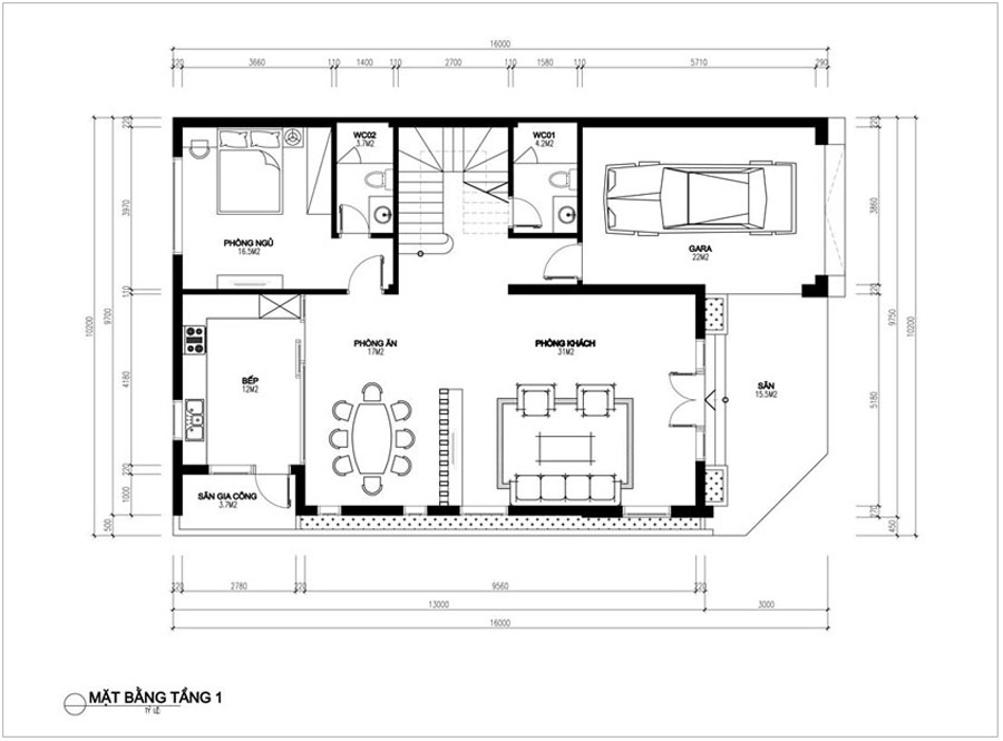 biệt thự hiện đại 3 tầng 2 mặt tiền