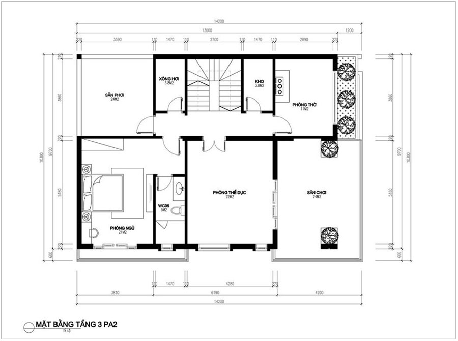 biệt thự 3 tầng 2 mặt tiền