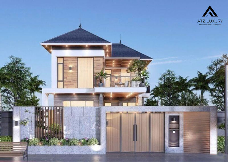 Mẫu biệt thự 2 tầng mặt tiền 8m