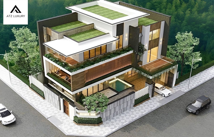 thiết kế biệt thự 3 tầng 2 mặt tiền đẹp