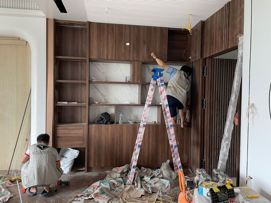 Biệt thự gỗ óc chó cao cấp, siêu biệt thự 3 tầng 180m2 - ATZ BT3004 25 Thi công hoàn thiện nội thất gỗ óc chó cao cấp