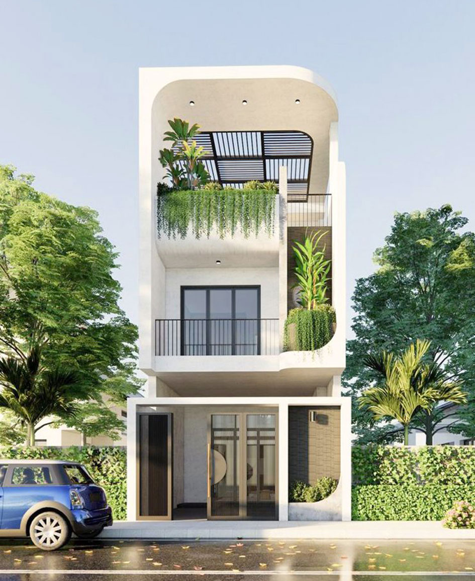 mẫu biệt thự 2 tầng mặt tiền 7m
