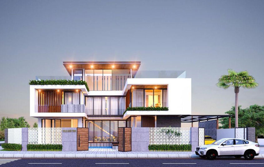 Mẫu nhà biệt thự 3 tầng 5 phòng ngủ