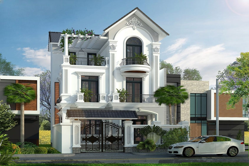 Mẫu biệt thự 3 tầng 5 phòng ngủ