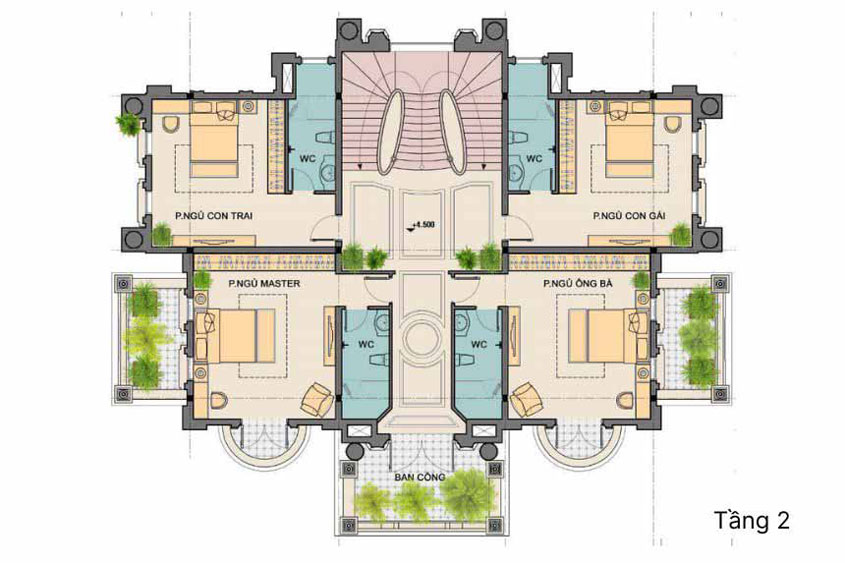 biệt thự 3 tầng 5 phòng ngủ