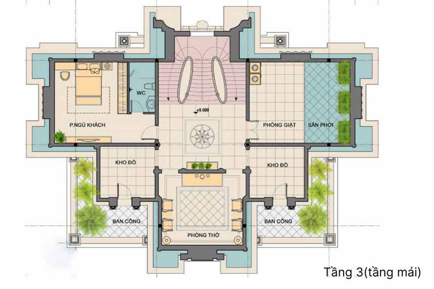 biệt thự 3 tầng 5 phòng ngủ