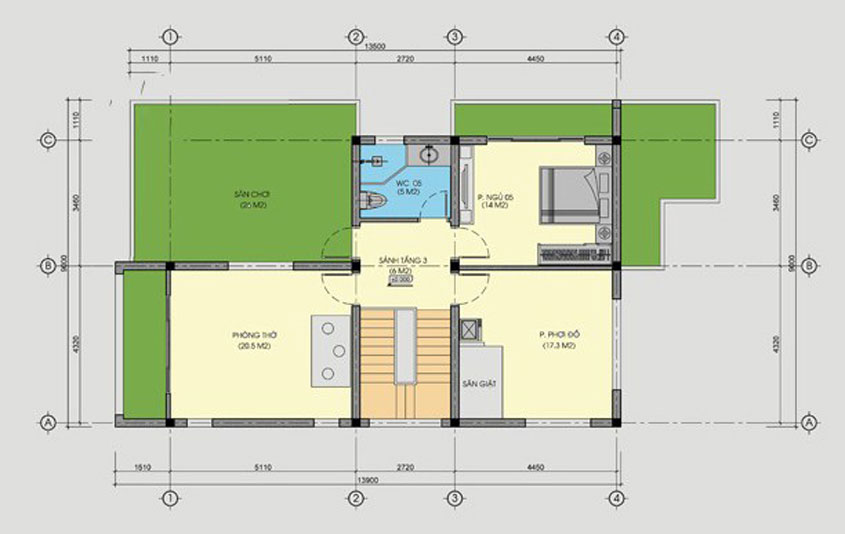 biệt thự 3 tầng 5 phòng ngủ
