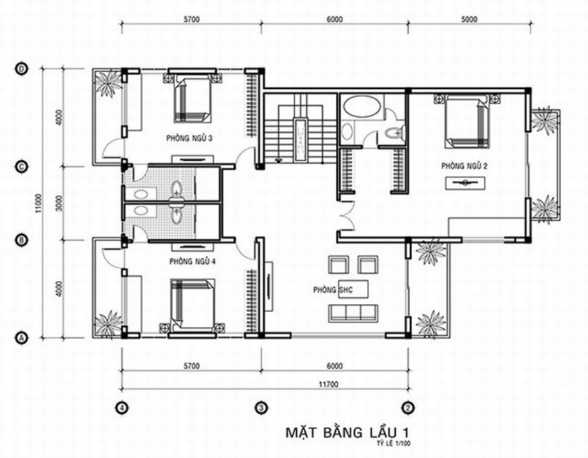 biệt thự 3 tầng 5 phòng ngủ