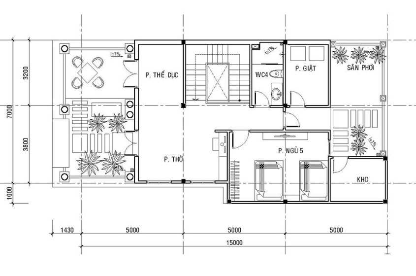mẫu biệt thự 3 tầng 5 phòng ngủ đẹp