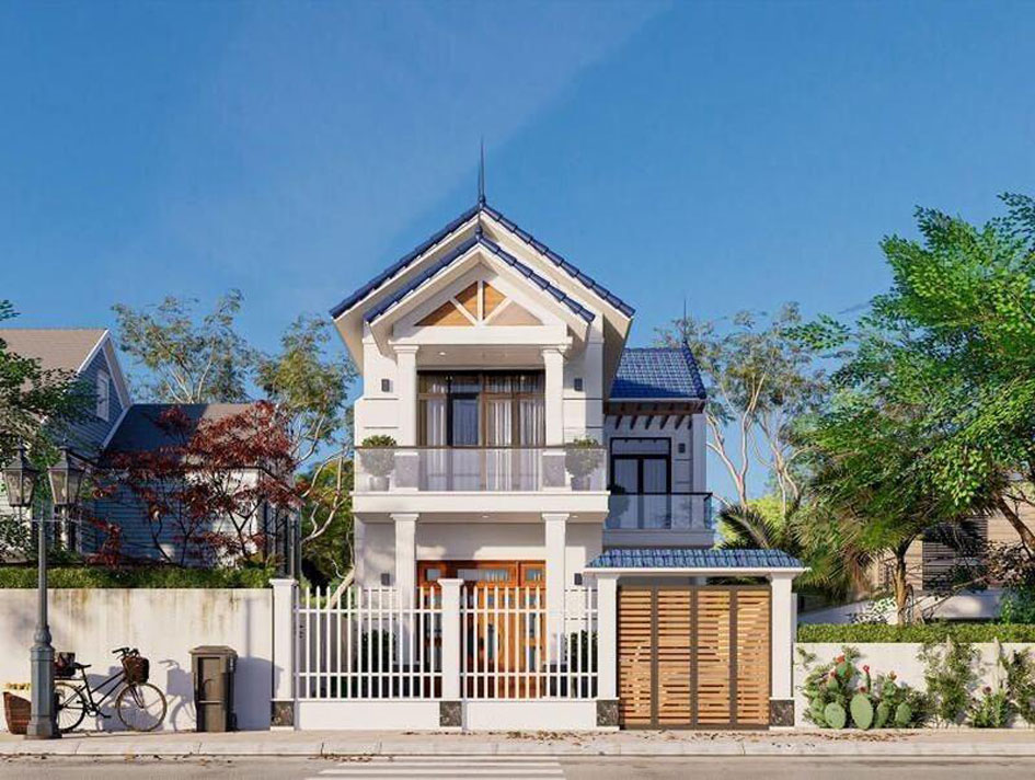 Mẫu thiết kế nhà biệt thự 2 tầng mặt tiền 7m