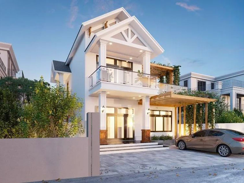 biệt thự mái thái 2 tầng 4 phòng ngủ
