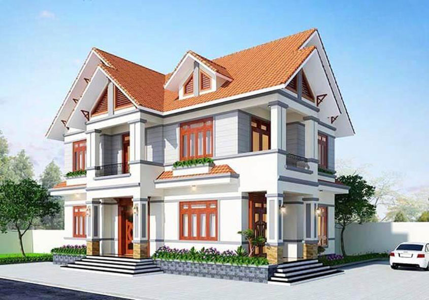biệt thự mái thái 2 tầng 4 phòng ngủ