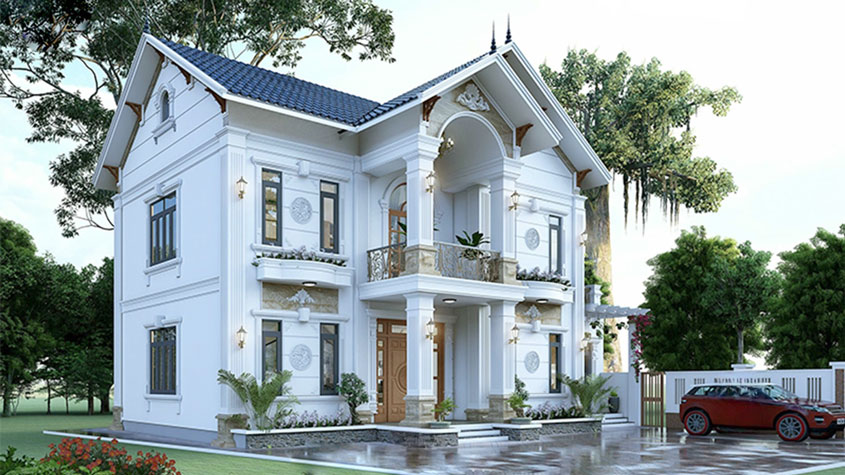 biệt thự mái thái 2 tầng 4 phòng ngủ