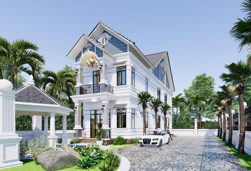 Mẫu thiết kế biệt thự mái Thái 2 tầng 4 phòng ngủ