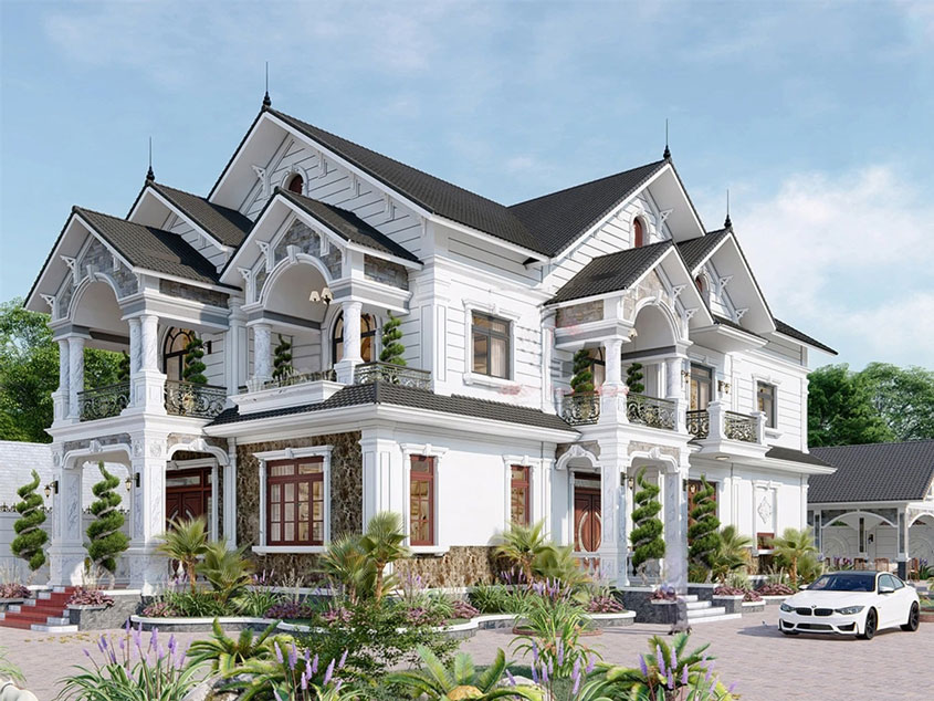 biệt thự mái thái 2 tầng 4 phòng ngủ
