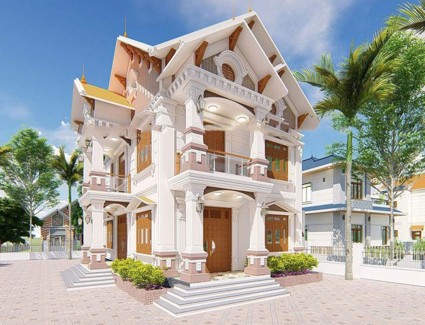 Biệt thự mái thái 2 tầng 4 phòng ngủ