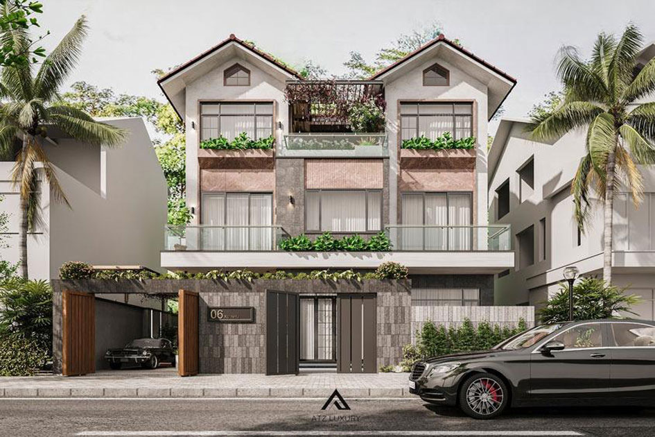 So sánh mái Thái và mái Nhật loại nào đẹp và tối ưu chi phí hơn 6 Biệt thự mái Thái 3 tầng hiện đại tinh tế (KTS Khánh Nguyễn - ATZ LUXURY)