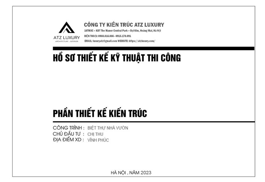 Hồ sơ thiết kế biệt thự Full gồm những gì? 2 Hồ sơ thiết kế biệt thự gồm đầy đủ các hồ sơ cơ bản