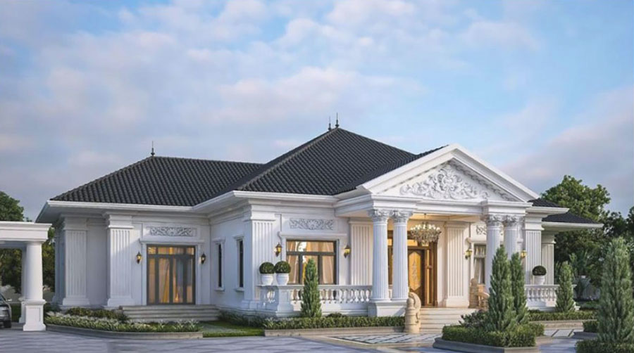 mẫu thiết kế biệt thự 1 tầng 200m2
