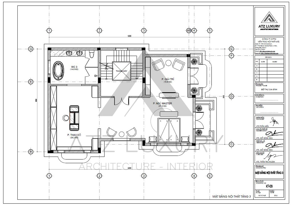 Mẫu biệt thự tân cổ điển 4 tầng anh chị Huy Hạnh tại Ninh Hiệp 10 Bản vẽ mặt bằng tầng 3 căn biệt thự