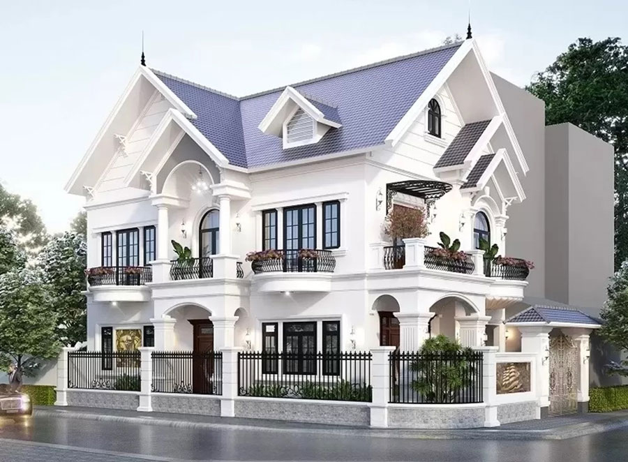 Thiết kế nhà phố với kiểu mái Thái đẹp tinh tế vị trí 2 mặt tiền