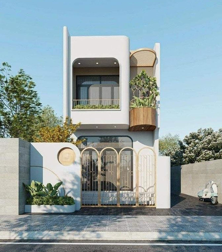 Phối cảnh nhà phố 2 tầng đẹp hiện đại thiết kế độc đáo
