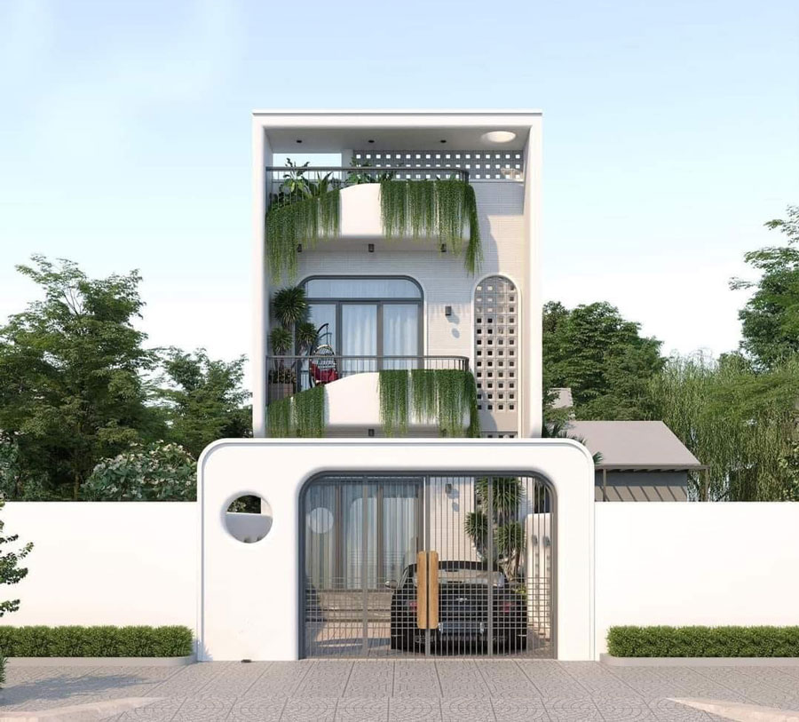 Kiến trúc hiện đại kiểu mái bằng thiết kế độc đáo đơn giản